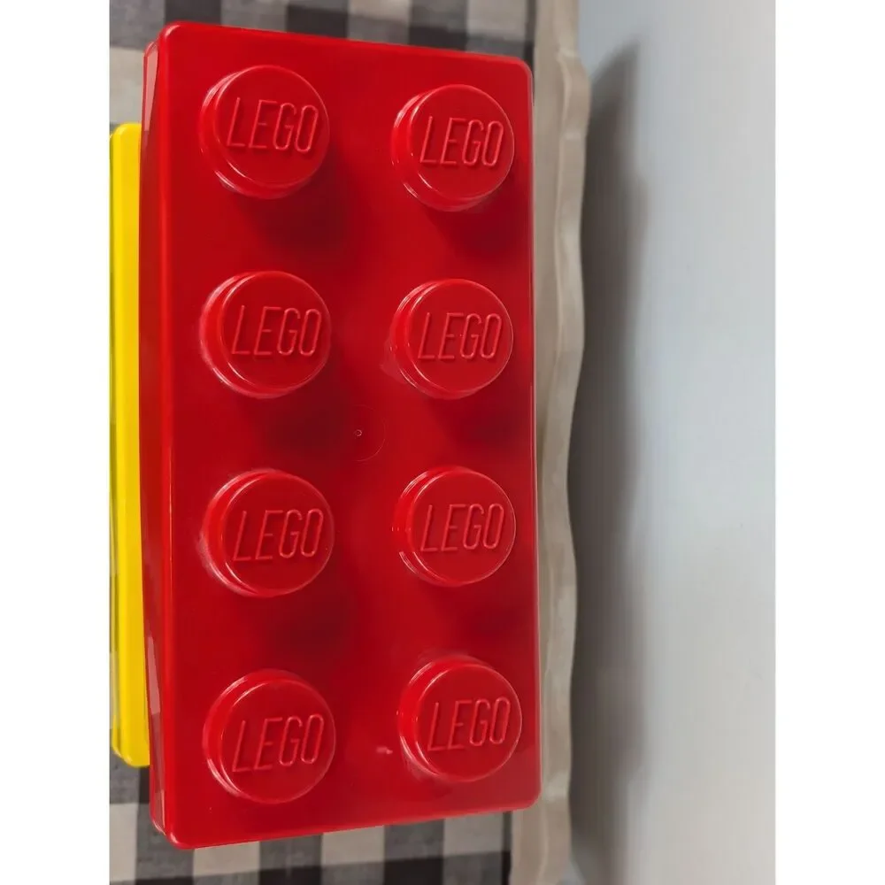 Y2K Lego Storage Containers Red/Yellow 14x6x6 Bundle of 2